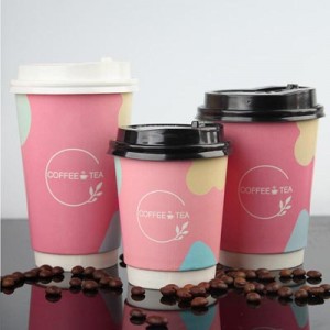 गुलाबी पेपर कॉफी कप कस्टम