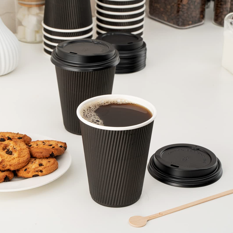 لیوان های قهوه کاغذی مشکی لیوان های کاغذی چاپ شده سفارشی قابل فروش |Tuobo