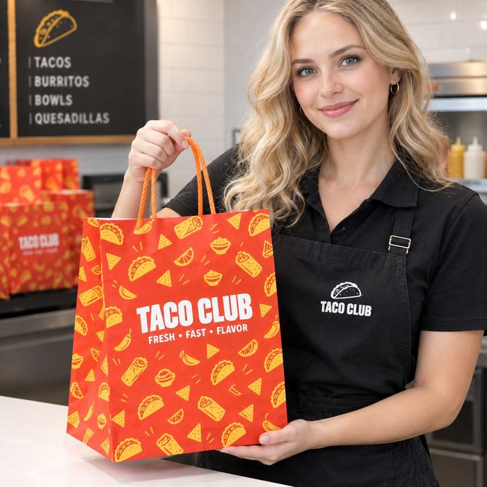 printed takeaway paper bag