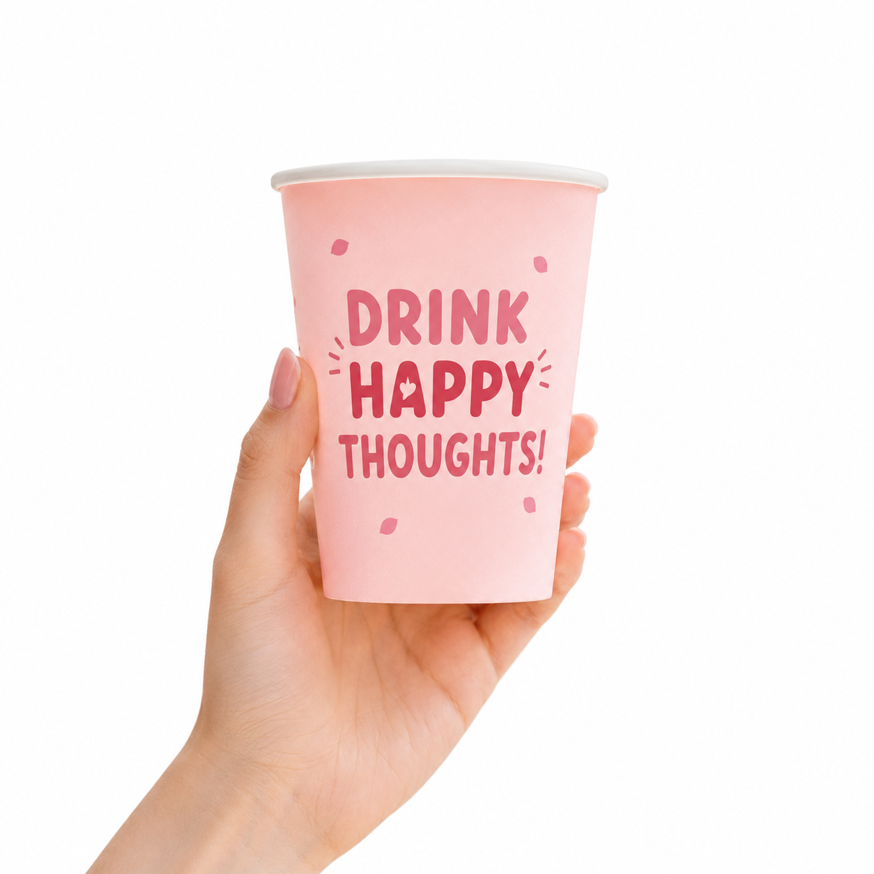 Custom printed baby pink compostable paper party cup, personalized slogan design for bachelorette baby shower bulk wholesale