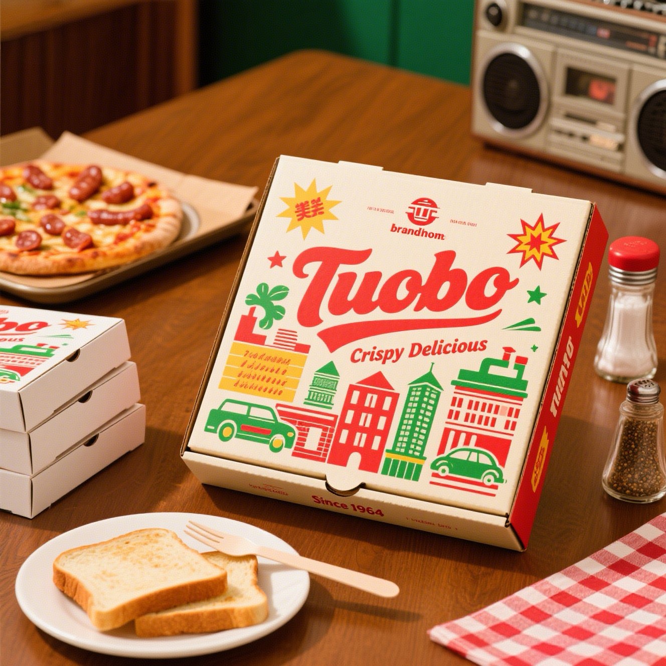 Custom Printed Pizza Boxes Paperboard Packaging Bulk Takeout Boxes With Your Logo  Tuobo
