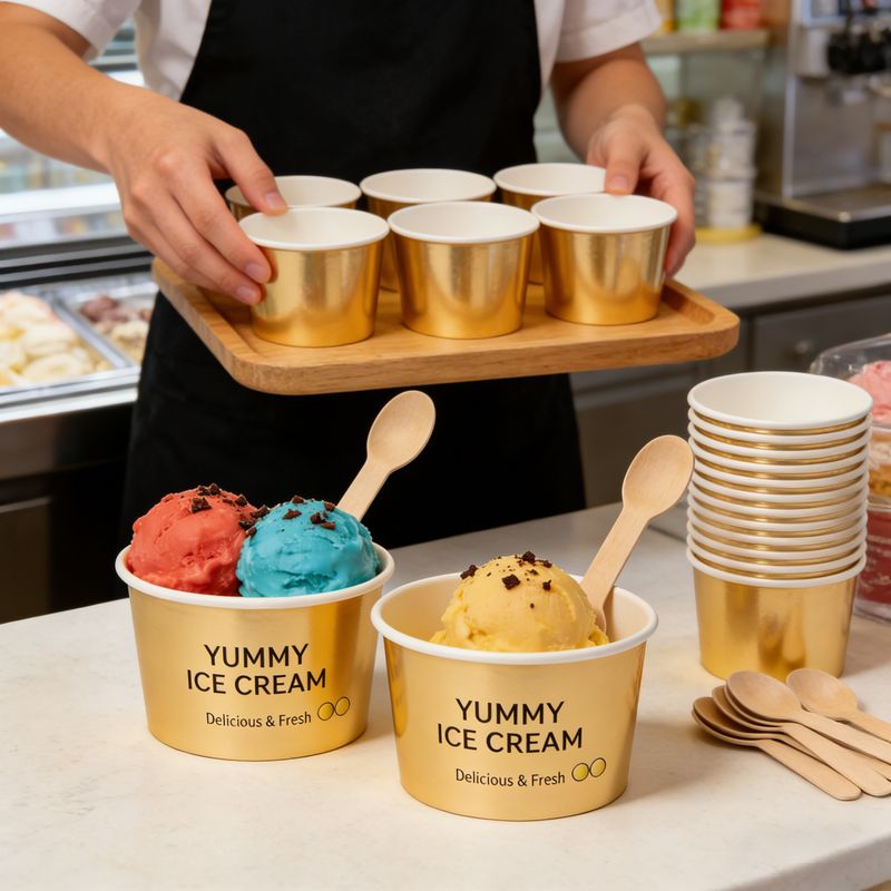 Gold Ice Cream Cup