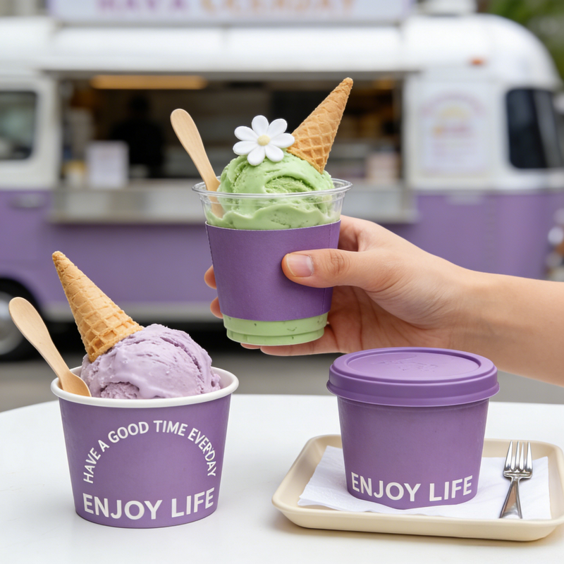 Gelato Cups Display at USA Dessert Shop