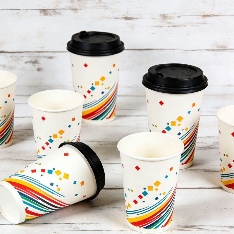 Sport Theme Paper Cups with Lids Custom Printed Disposable Drinking | Tuobo