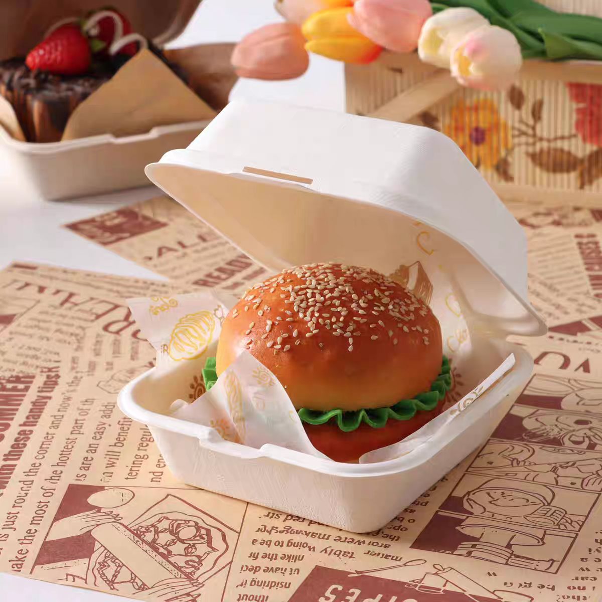 Sugarcane Bagasse Burger Box