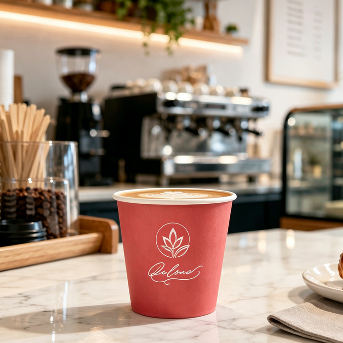 Eco friendly recyclable red paper coffee cups for cafe shop, custom printed coffee cups with brand logo, food grade disposable branded paper cups direct from paper cups manufacturer supplier
