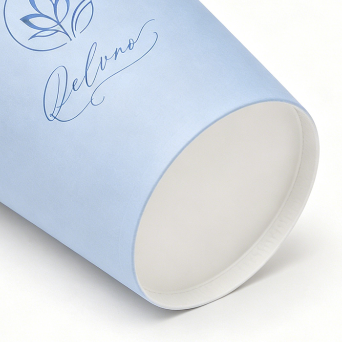 Blue paper coffee cups wholesale custom logo printed paper cups, disposable eco recyclable logo paper cups close-up, custom paper cups wholesale for food dessert packaging