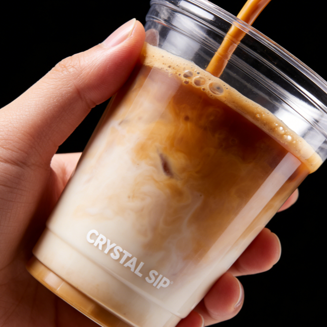 clear PLA cup handheld branding view