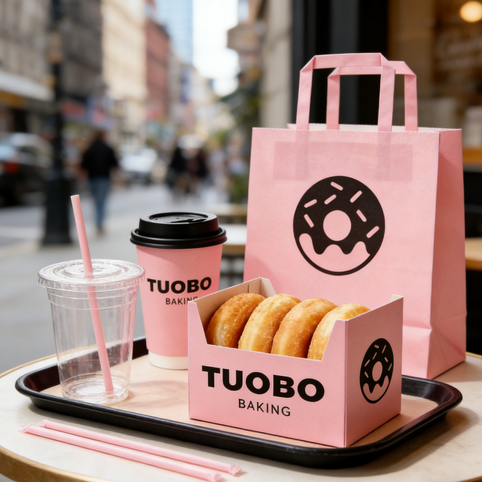 Donut box retail display in European bakery store